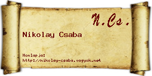Nikolay Csaba névjegykártya